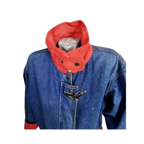 Almost Heaven Denim Coat Jacket Womans Sz L Farm Corduroy Quilted Lining Vintage - Picture 5 of 11